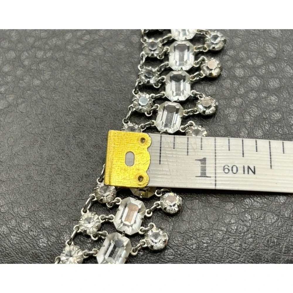 Vintage Open Back Crystal Station Bib Collar Necklace ~ Gorgeous!!